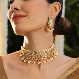 Rubans Gold-Tone Plated Red & Green Set for Women-picture-30