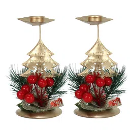 TIED RIBBONS Gold-Toned Set of 2 Christmas Candle Holder image 4