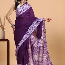Sangria Abstract Tie And Dyed Pure Cotton Saree With Unstitched Blouse Piece image 2