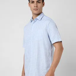 Van Heusen Men Spread Collar Checked Formal Shirt image 5