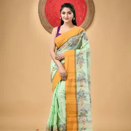 DESH BIDESH Woen Floral Woven Design Pure Cotton Taant Saree-picture-29