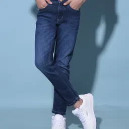 CRIMSOUNE CLUB Cotton Solid Jeans -Blue-image-58