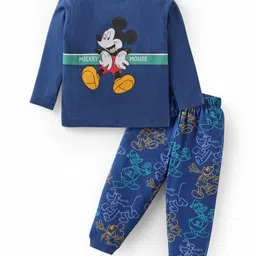 Babyhug Disney Single Jersey Knit Full Sleeves Night Suit with Mickey Mouse Graphics - Navy Blue-picture-24