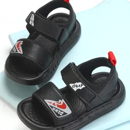 KIDLINGSS Fano Text Designed Double Velcro Closure Sandals - Black-picture-11