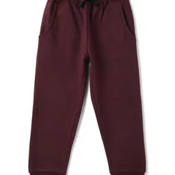 Tales & Stories Cotton Knit Solid Joggers - Wine-picture-23