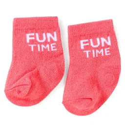 Cute Walk by Babyhug Knit Ankle Length Striped Socks With Text Design Pack of 3 - Dark Pink image 2