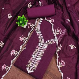 Rangtulika Ethnics Floral Embroidered Chanderi Cotton Unstitched Dress Material-picture-12
