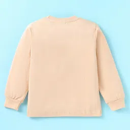 Teddy Sinker Knit Full Sleeves T-Shirt & Lounge Pants Set With Camping Theme Print -Peach & Navy image 3