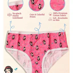 Yellow Bee Cotton Knit Pack Of 3 Disney Princesses Featuring Snow White Printed Panties - Multi Colour image 4