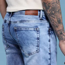 HERE&NOW Men Straight Fit Heavy Fade Stretchable Jeans image 2