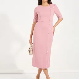 Styli Women Sheath Midi Dress with Front Slit image 1