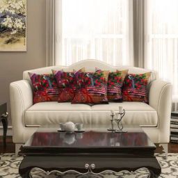 SEJ by Nisha Gupta Red Cushion Covers - Set of 5-picture-16