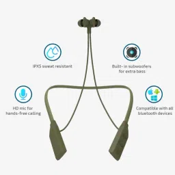 Wings Glide Neckband with Mic (Olive Green) image 3