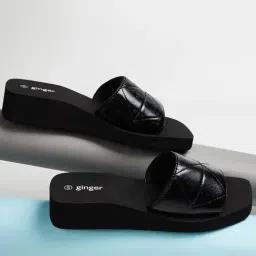 Ginger by Lifestyle Women's Black Slides-image-92