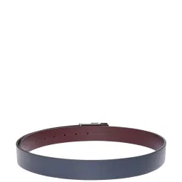 TOMMY HILFIGER Setubal Navy & Wine Leather Textured Reversible Belt For Men image 3