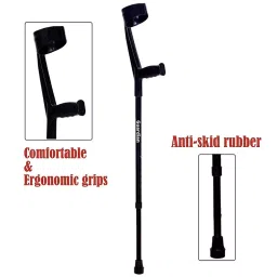 Guardian Elbow Walking Stick for Patients, Adjustable, Steel, Black image 2