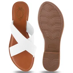 Shoetopia Women's White Cross Strap Sandals image 3