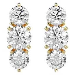 Emori 18k Yellow Gold & Diamond Three Stone Stud Earrings-picture-43