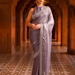 Soch Purple Georgette Embellished Saree With Unstitched Blouse-picture-16