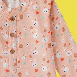 Desi Soota Boys Peach Cotton Printed Kurta Set image 3