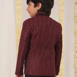 VASTRAMAY Boys Maroon Sequence Full Sleeves Blazer image 3