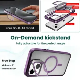 Sprig Back Cover for iPhone 15 Plus with Camera Glass Stand (Purple) image 2