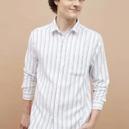Fame Forever By Lifestyle White Smart Fit Striped Shirt-picture-22