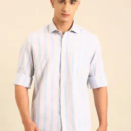 Cavallo by Linen Club Blue Linen Slim Fit Casual Shirt-picture-26