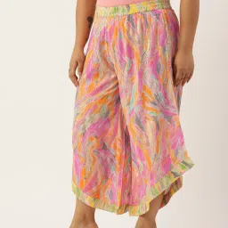 theRebelinme Pink Printed Relaxed Fit High Rise Plus Size Culottes image 3