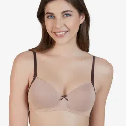 Amante Beige & Chocolate Non Wired Padded T-Shirt Bra-image-93