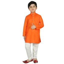 SG Yuvraj Kids Orange & White Solid Kurta with Pyjama-picture-37