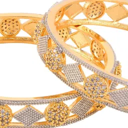 Saraf RS Jewellery A Pair of 2 Gold Toned Intricate design Bangle Bracelet 2.4 image 3