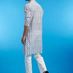 Diwas by Manyavar Men Printed Chikankari Kurta image 4