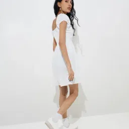 nuon women Nuon by Westside White Schiffli Cotton A-Line Dress image 2