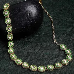 Karatcart Gold Plated Green Meena Kundan Metal Hair Band for Women-image-39