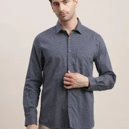 Turtle Blue Cotton Regular Fit Printed Shirt-image-68