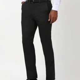 Peter England Grey Slim Fit Checks Trousers image 3