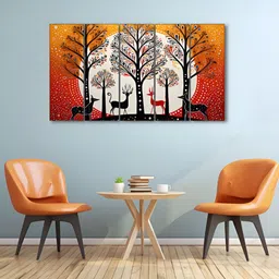 The Castle Decor Orange & Black 5 Pieces Wooden Wall Art-image-71