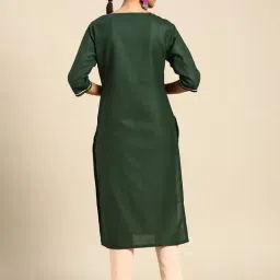 Gerua by Libas Green Cotton Embellished Straight Kurta image 2