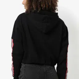 Campus Sutra Black Cotton Striped Sweatshirt image 2