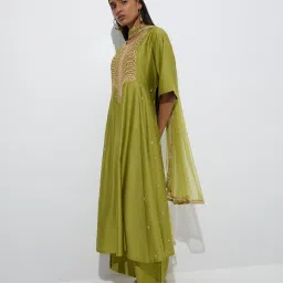 Vark by Westside Lime Embroidered A-Line Ethnic Set image 3