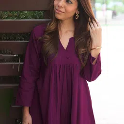 DIVASTRI Notch Neck Empire A-Line Kurta With Trousers image 3