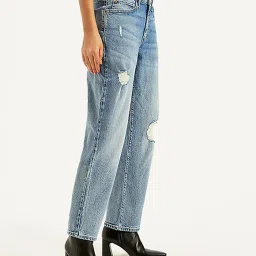 Levi's Light Blue Distressed High Rise Relaxed Fit Jeans image 3