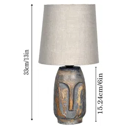 Homesake Grey Wood Retro Small Table Lamp with Shade image 3
