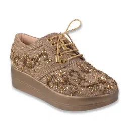 Mochi Women's Antique Gold Derby Shoes image 3