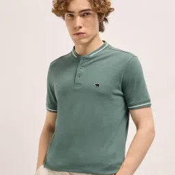The Bear House Green Cotton Regular Fit Solid T-Shirt-picture-26