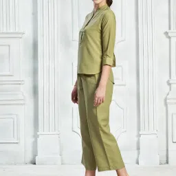 SELVIA Khaki Maxi Co-Ord Set image 3
