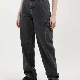 CALVIN KLEIN Grey Cotton High Rise Jeans image 3