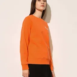 Only Orange Cotton Regular Fit Printed Sweatshirt image 3