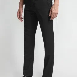 Arrow Black Slim Fit Texture Trousers image 3